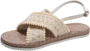 Womens Sandals Shoes Fashion Classic Fit Casual Athletic Yoga Mat Sandals Elastic Jeweled Bohemian Flats