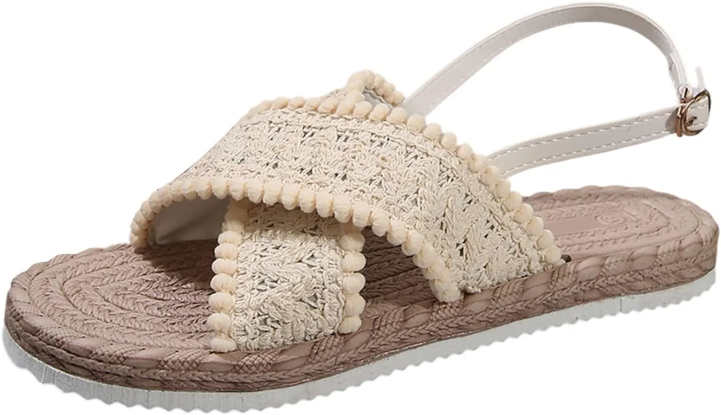 Womens Sandals Shoes Fashion Classic Fit Casual Athletic Yoga Mat Sandals Elastic Jeweled Bohemian Flats