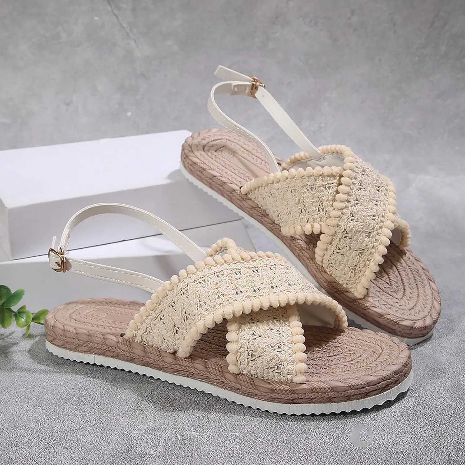 Womens Sandals Shoes Fashion Classic Fit Casual Athletic Yoga Mat Sandals Elastic Jeweled Bohemian Flats