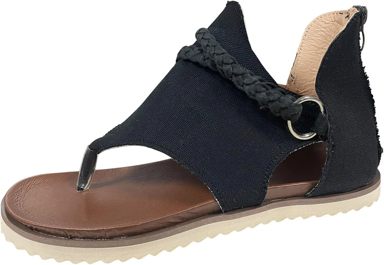 Women's Sandals Womens Flat Sandals Flat for Women Wedges for Women Dressy Ankle Elastic Jeweled Bohemian Flats