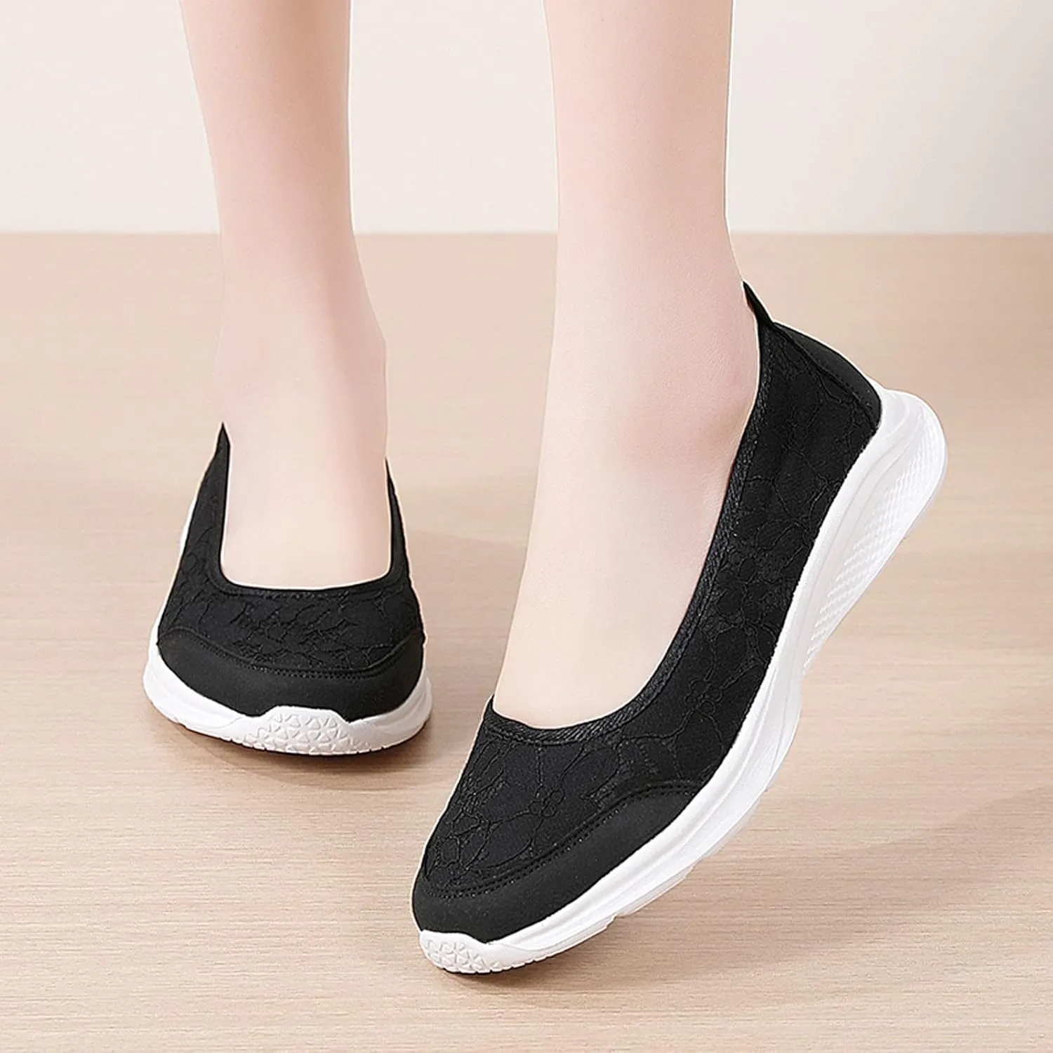 Women's Slip on Athletic Walking Shoes Lightweight Woven Orthopedic Walking Shoes Outdoor Casual Fitness Shoe