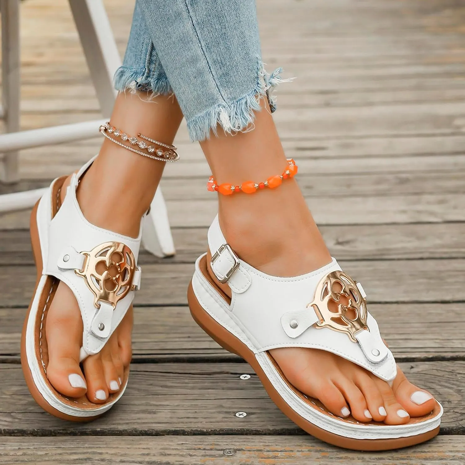 Women's Summer Fashion Flip Toe Sandals Casual And Comfortable Beach Flip Flops Leather for Women Sandals