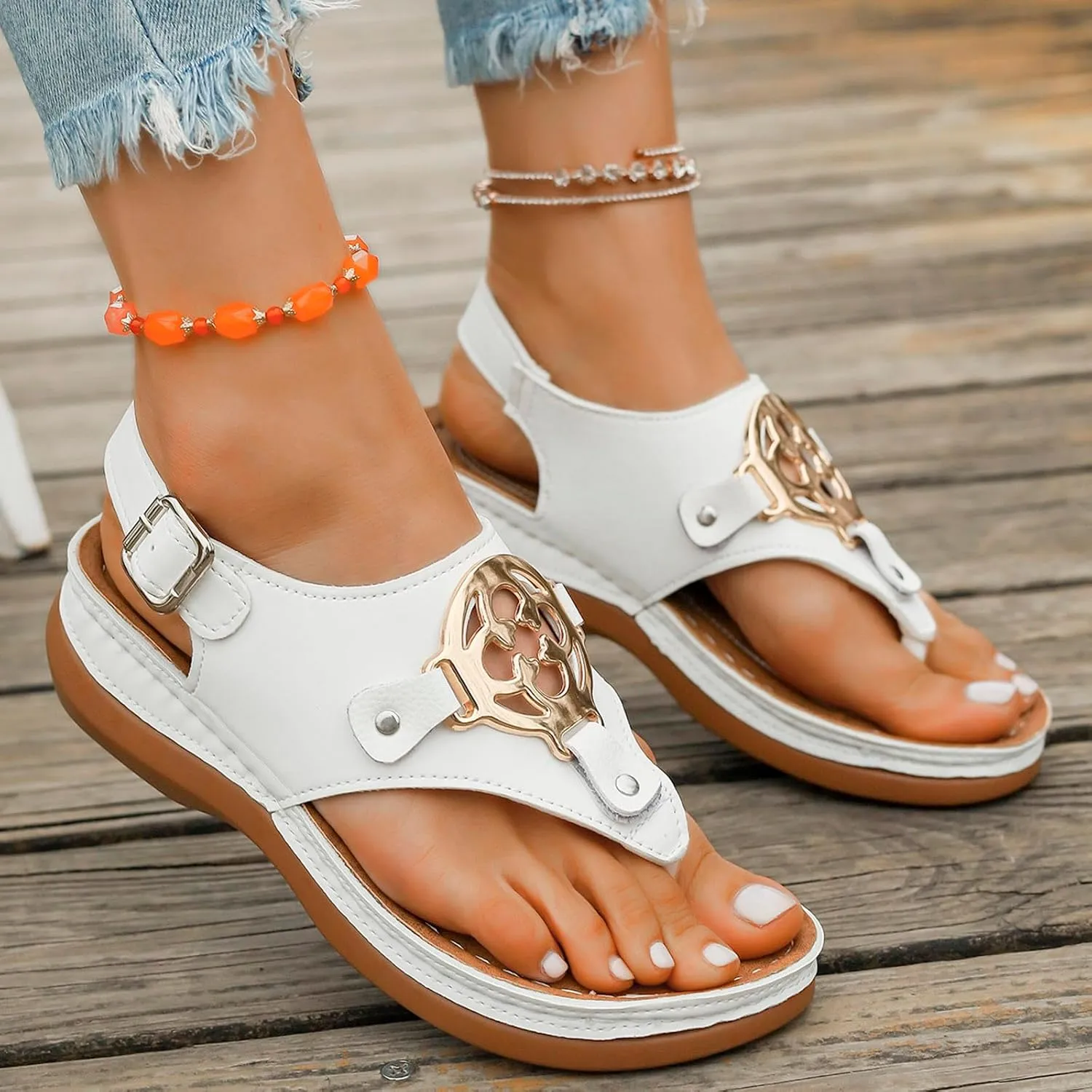 Women's Summer Fashion Flip Toe Sandals Casual And Comfortable Beach Flip Flops Leather for Women Sandals