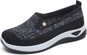 Women's Summer Fashion Net Breathable Casual Shoes Round Head Non Slip Slip On Casual Sports Shoes