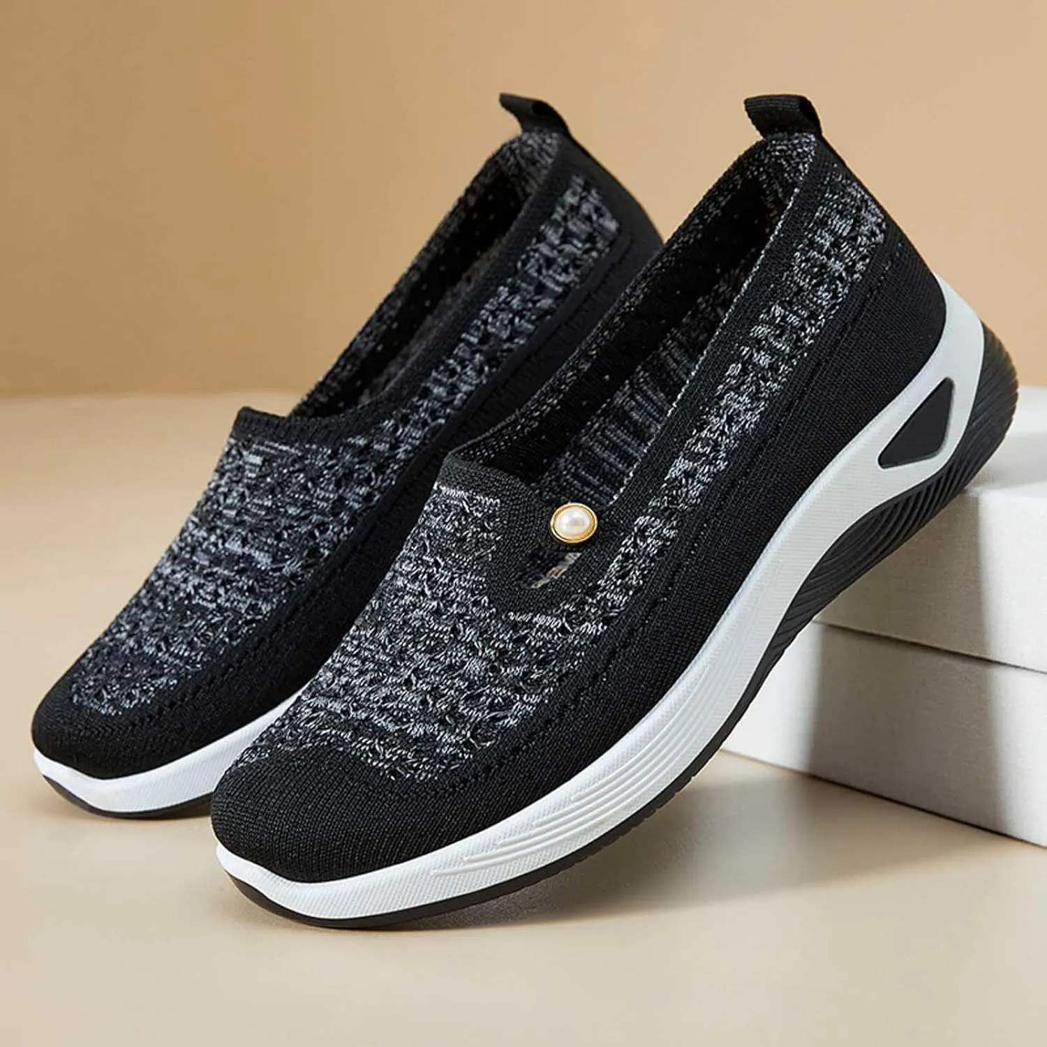 Women's Summer Fashion Net Breathable Casual Shoes Round Head Non Slip Slip On Casual Sports Shoes
