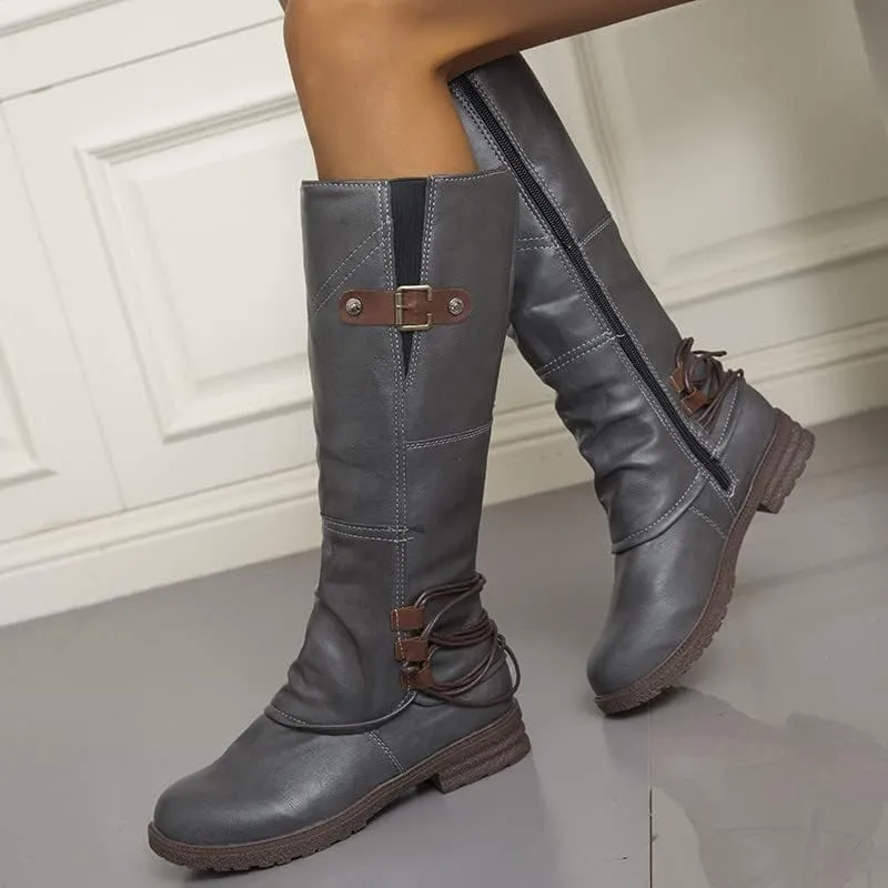 Women's Western Cowboy Boots Mid Calf Fashion Heel Side Zipper Boots High Color Boots Women's Elastic Leather Booties