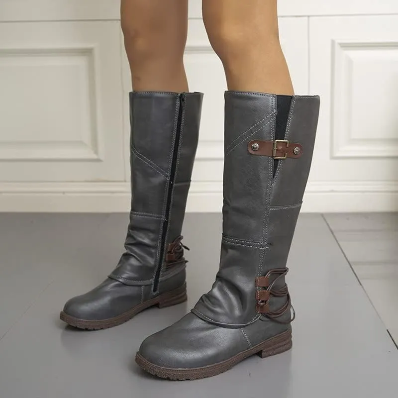 Women's Western Cowboy Boots Mid Calf Fashion Heel Side Zipper Boots High Color Boots Women's Elastic Leather Booties