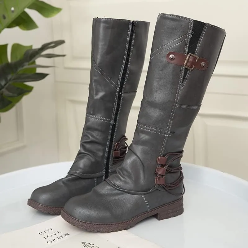 Women's Western Cowboy Boots Mid Calf Fashion Heel Side Zipper Boots High Color Boots Women's Elastic Leather Booties