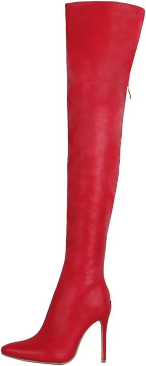 YING LAN Women Over the Knee High Boots,Sexy Zipper Pointed Toe High Heel Leather Surgical Stretch Riding Thigh High Boots