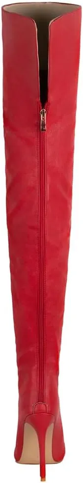 YING LAN Women Over the Knee High Boots,Sexy Zipper Pointed Toe High Heel Leather Surgical Stretch Riding Thigh High Boots